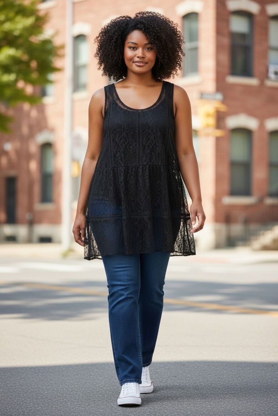 NWT Torrid Black Lace Tunic with Cami Size 1 1X 14-16